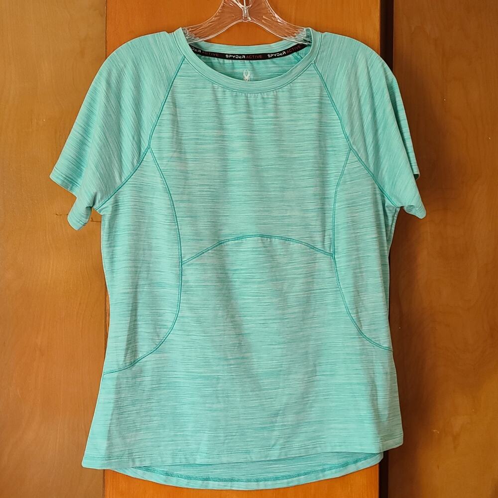 Womens Spyder Active Performance SS Shirt Large Blue Activewear Athleisure